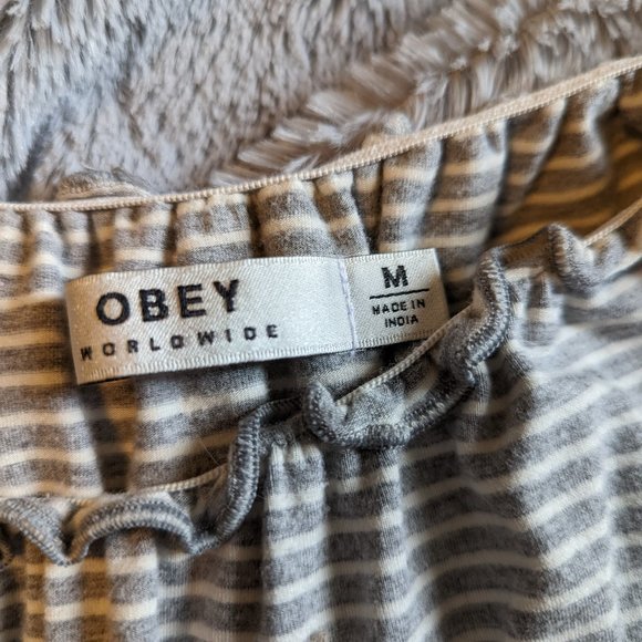 Like new Obey blue white cheeky romper sz m - Picture 2 of 3